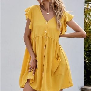 Shein Dual Pocket Butterfly Sleeve Smock Dress